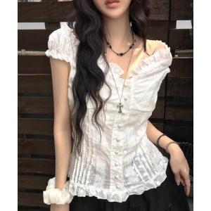 ブラウス シャツ レース フリル オフショルダー ブラウス レディース メンズ