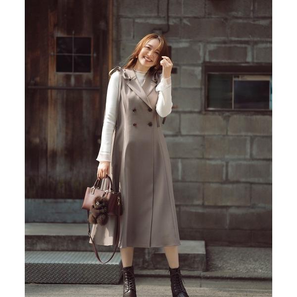 「NATURAL BEAUTY BASIC」 ノースリーブワンピース P/S ベージュ レディース