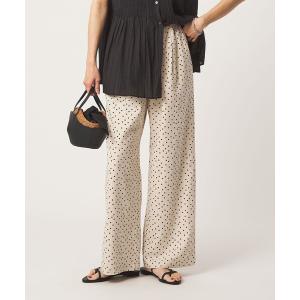 パンツ BREEZE LINEN ブリーズリネン ワイド パンツ オフホワイト ドット レディース