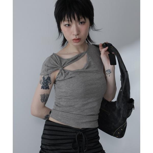 tシャツ 半袖 カットアウトＴシャツ レディース