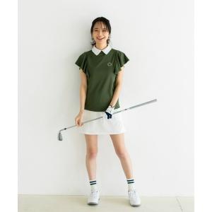 ゴルフ UNDOVEgolf「三枝こころコラボ」袖フリルプルオーバー　(ゴルフウェア/レディースゴルフウェア/golf/スポーツウェア/吸水速乾/UVカット/衿付)