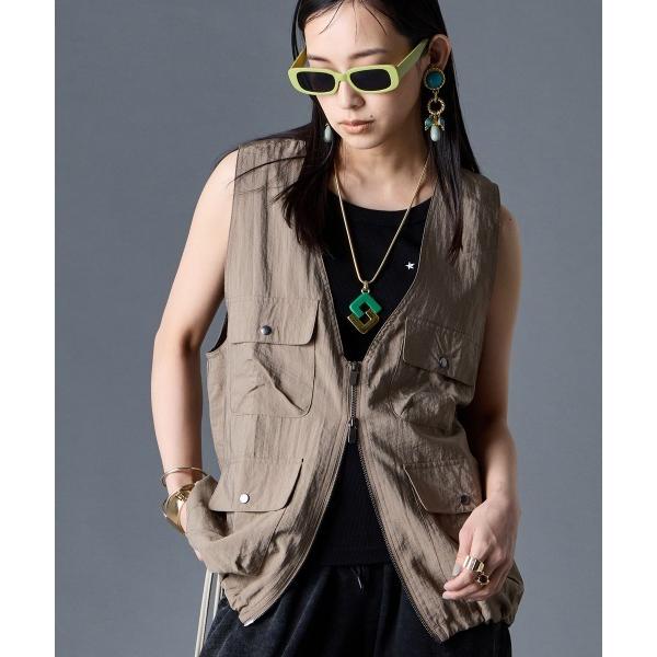 ベスト ジレ アウトポケットナイロンベスト「大きいサイズ有」GEVS. レディース