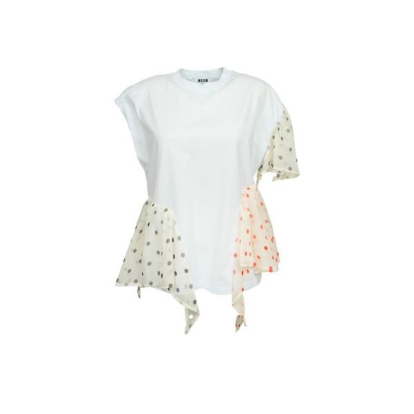 tシャツ ポルカドット シフォン ジャージートップス レディース