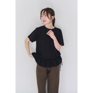 tシャツ 半袖 裾フリルリボンTシャツ レディース