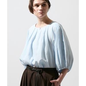 ブラウス シャツ 「M/L」「接触冷感」タックギャザーボリュームスリーブブラウス レディース