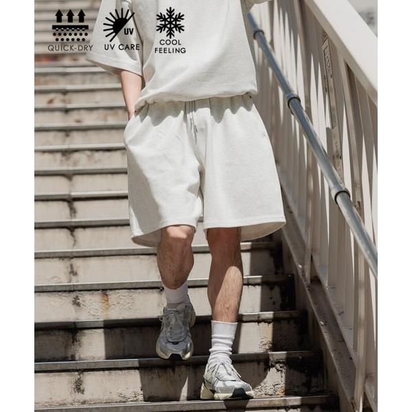 ワイドパンツ スウェットパンツ ジャージ 「WEB限定」機能性ポンチベーシックハーフパンツ「接触冷感...