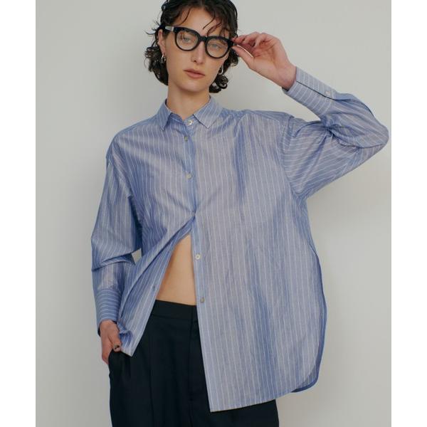 ブラウス シャツ ラメストライプシャツ　春服　夏服　オフィスカジュアル　羽織り　きれいめ レディース