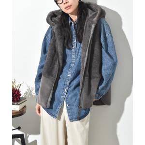 ベスト ジレ エコミンクファー＊ムートンベスト レディース