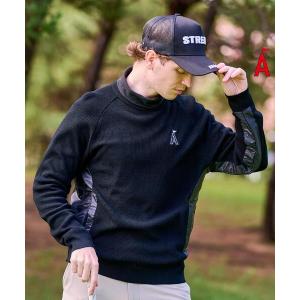 セーター ニット 布帛コンビクルーネックニット メンズ