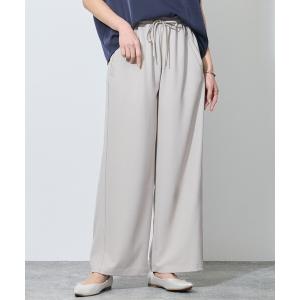 ワイドパンツ パンツ ウエストゴム脇折り返しタック入りワイドパンツ レディースの商品画像