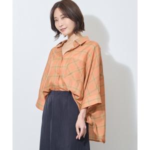 ブラウス シャツ 7分袖オンブレーチェックビッグシャツ レディースの商品画像