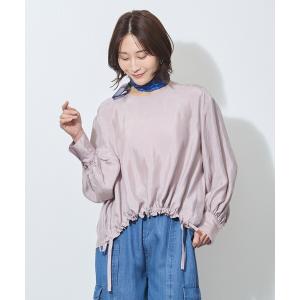 ブラウス シャツ 裾ドロスト入りノーカラーブラウス レディースの商品画像