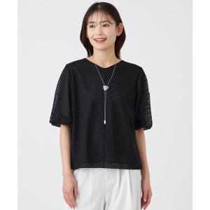 tシャツ 「ウォッシャブル」コットンスムースレースコンビカットソー レディース