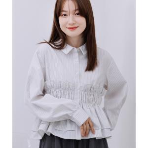 ブラウス シャツ シャーリングペプラムSH レディース