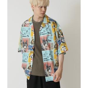 シャツ 半袖 アニマル プリント 半袖オープンカラーシャツ 犬 猫 ドッグ キャット メンズ レディース