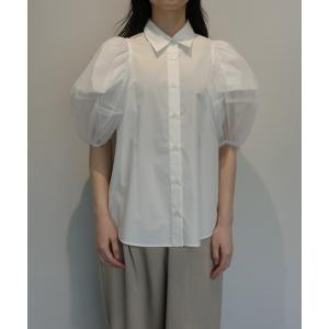 ブラウス シャツ CLANE TULLE LAYERED SLEEVE SHIRTS レディース