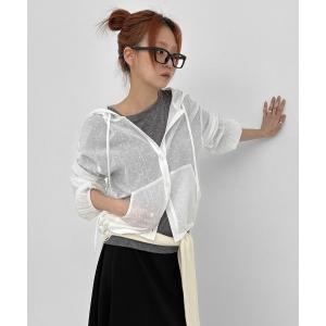 カーディガン 「MADE」 ドットルーズシースルーフードカーディガン レディース