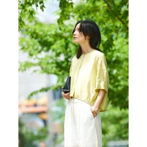 ブラウス シャツ 半袖 「シルエット調整可能」フォルムドロストブラウス　春服　夏服　オフィスカジュアル　きれいめ　羽織り　シアー レディース