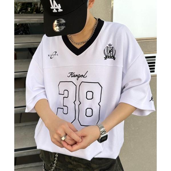 tシャツ 「KANGOL」ドローコード付き Vネックナンバリングゲームシャツ メンズ レディース