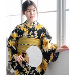 浴衣 「1人で着られる浴衣4点セット」浴衣・兵児帯・腰紐2本「夏花浴衣」 レディース