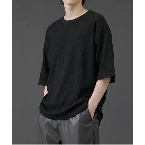 tシャツ ワッフル素材Vネック半袖Tシャツ／リラックスシルエット メンズ