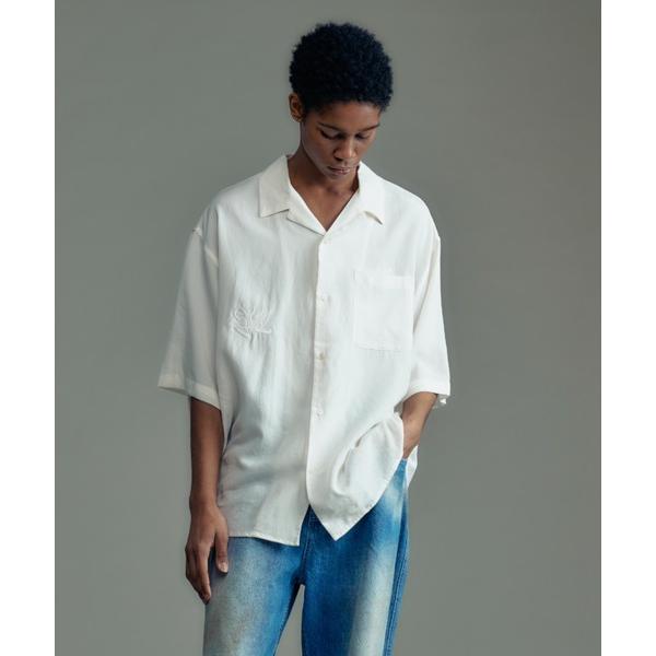 ブラウス シャツ 半袖 ADAMPATEK/tiger embroidery short sleev...
