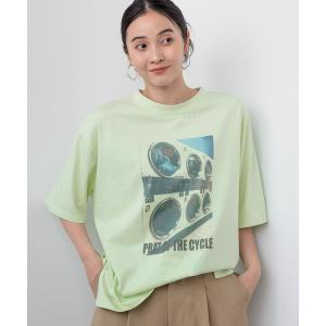 tシャツ 半袖 「daily CLIP」ランドリープリントBIG Tシャツ レディース