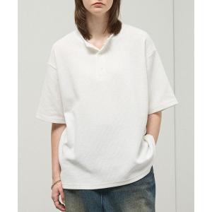 ヘンリーネック tシャツ 「Alfred Alex」Waffle Henley Neck Tee / ワッフル ヘンリーネックTシャツ メンズ レディース