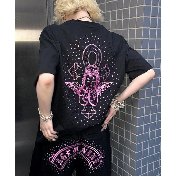 tシャツ 半袖 A'GEM/9 × .kom 「A'GEM/9/エージェムナイン」 ラインストーンエ...