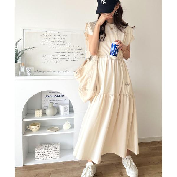 「Java」 半袖ワンピース X-LARGE アイボリー レディース