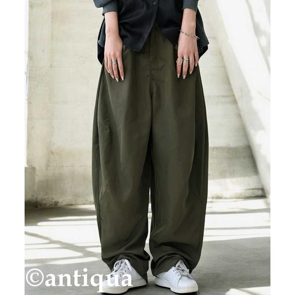 「antiqua」 「tree cafe」パンツ R カーキ レディース