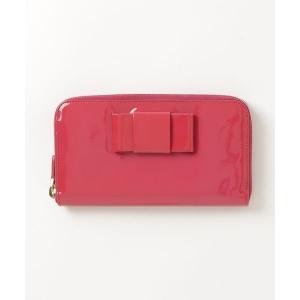 「miu miu」 リボン ラウンドファスナー 長財布 - レッド レディース