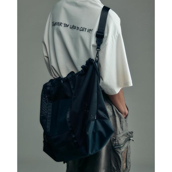 トートバッグ ADAMPATEK/leather trimmed mesh 2way big tot...