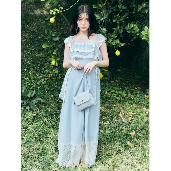 ワンピース シルキーシフォンレースキャミワンピース