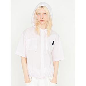 ブラウス シャツ Half Sleeves Hoodie Shirt/ハーフスリーブ フーディーシャツ レディース