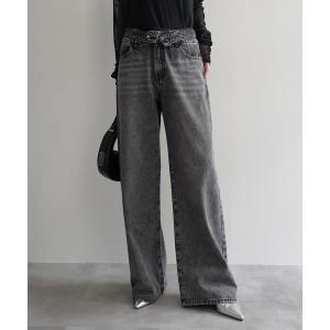 ジーンズ デニム デニムパンツ 「Rashik」ダブルウエストデニムパンツ レディース