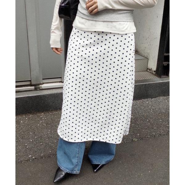 スカート ドットタイトロングスカート