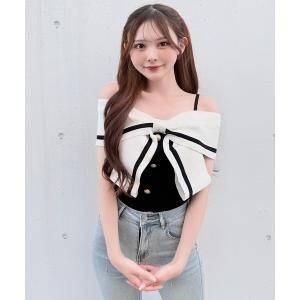 ニット セーター リボンオフショルニット レディース