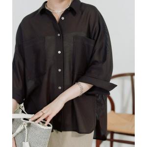 ブラウス シャツ 「上品な透け感」メッシュドルマンシャツ レディース