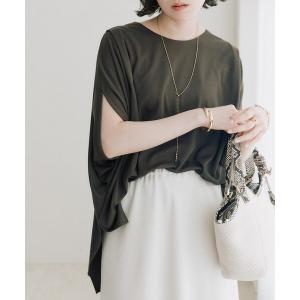 tシャツ 半袖 「吸水速乾/遮熱/接触冷感/洗濯機洗い可」クールタッチポンチョカットソー レディース