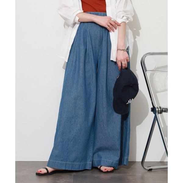 ジーンズ デニム デニムパンツ デニムタックワイドパンツ レディース