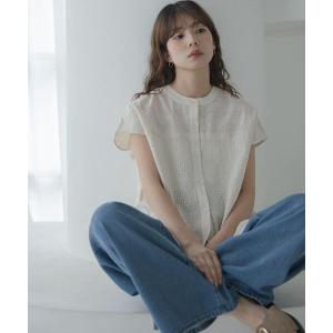 ブラウス シャツ 「WEB限定」バンドカラーコットンレースシャツ レディース