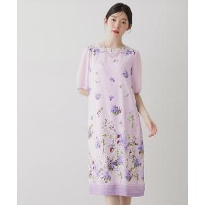 ワンピース 夏 半袖 「co creation and yours／SS〜L」多色花柄プリント五分袖ワンピース