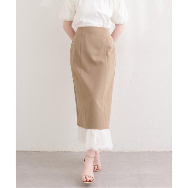 ロング スカート レースレイヤードスカート
