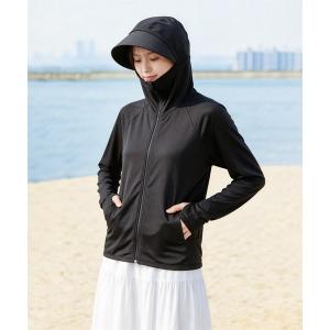パーカー UVカット フェイスカバー付き フード付きラッシュガード レディース