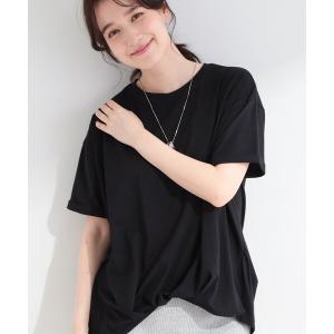 tシャツ 半袖 「ひんやり/体型カバー/S-LL」インせず決まる フロントタックデザインTシャツ レディース