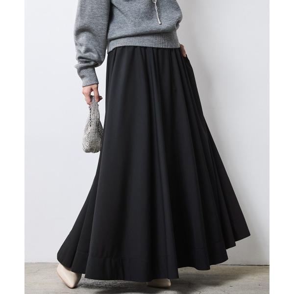 「CHIC STYLE」 フレアスカート LL ブラック レディース