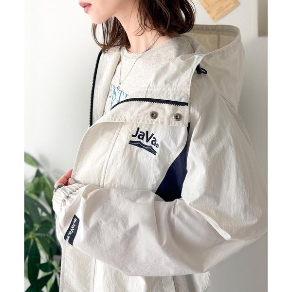 「Java」 ナイロンブルゾン MEDIUM ホワイト×ネイビー レディース