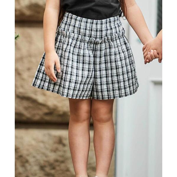 パンツ 「お揃い」マドラスチェックサッカーフリルキュロットパンツ キッズ 子供服 女の子