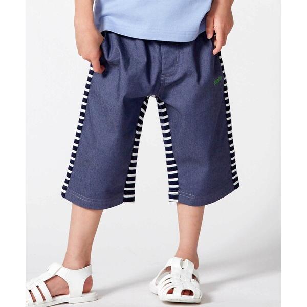 ハーフパンツ パンツ 短パン 「抗菌・防臭」バックボーダーストレッチツイル6分丈パンツ(90~130...